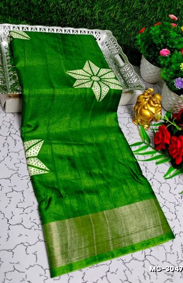 Traditional Look Malgudi Silk Saree Lightweight Silk Blend Saree - GREEN