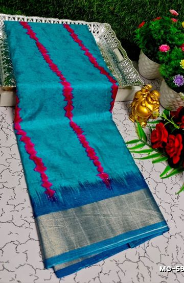 Traditional Look Malgudi Silk Saree Lightweight Silk Blend Saree - BULE
