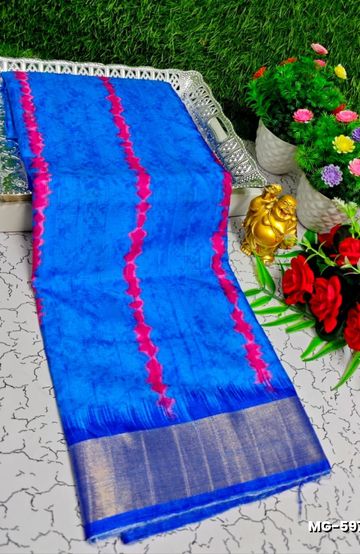Traditional Look Malgudi Silk Saree Lightweight Silk Blend Saree - BLUE SHADE (2)