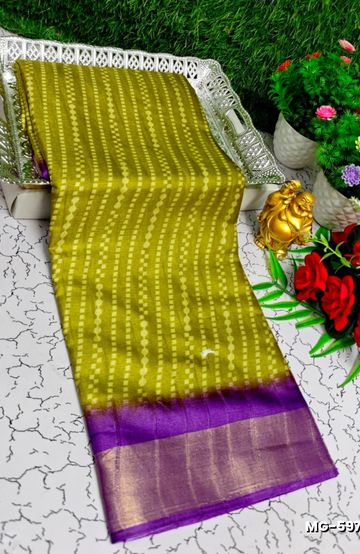 Traditional Look Malgudi Silk Saree Lightweight Silk Blend Saree - PESTA GREEN