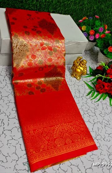 GEORGETTE FANCY SOFT SILK SAREES WITH BLOUSE MODERN FANCY SAREES - LIGHT ORANGE