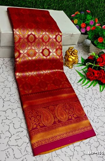 Traditional Look Malgudi Silk Saree Lightweight Silk Blend Saree - BLUE COLOUR (2)