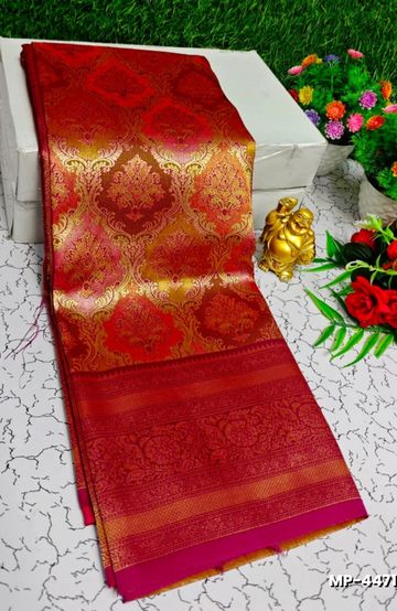 TRENDING KERALA SPECIAL FULL WORK EMBOSSED DIGITAL PRINTING TISSUE SAREE COLLECTIONS - GOLD (7)