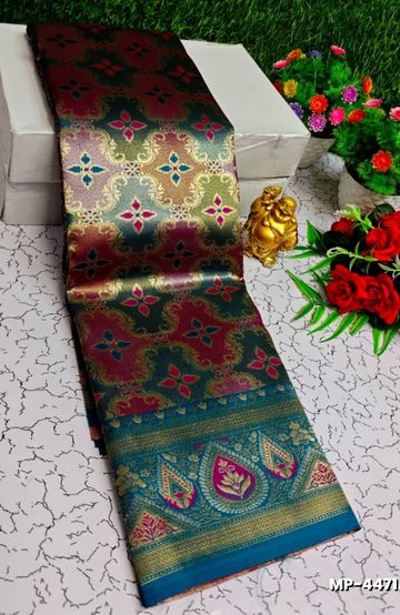 Premium Meena work Soft Silk Saree weddings, festivals, traditional Wear - ROYAL BLUE