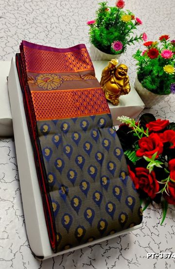 Soft silk fancy best quality poontamil soft silk sarees - CHOCOLATE COLOR (1)