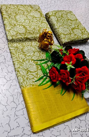 Kubera borderless elite bridal rapier fancy light weight silk type sarees function wear - YELLOW COLOR