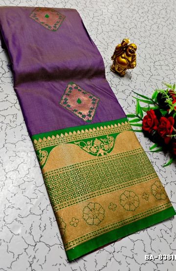 Digital printing dola silk cotton sarees - COFEE COLOR