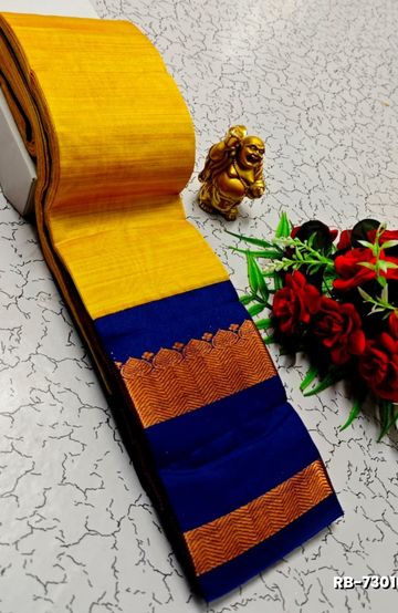 Luxurious heavy work blouse fabric with floral goldwork jaal border - YELLOW