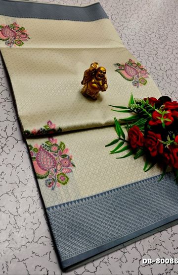 Digital Kubera Pattu Light Weight Luxurious, soft-draping Kubera Pattu Print Saree - BEIGE COLOUR (2)