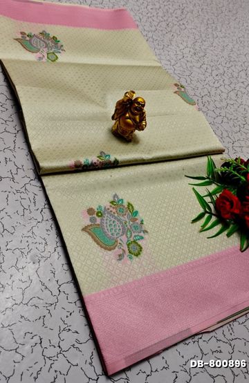 Digital Kubera Pattu Light Weight Luxurious, soft-draping Kubera Pattu Print Saree - WHITE N (2)