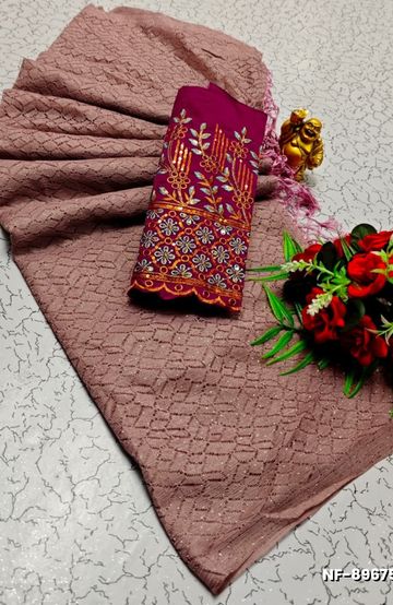 TRENDING KERALA SPECIAL FULL WORK EMBOSSED DIGITAL PRINTING TISSUE SAREE COLLECTIONS - IVORY COLOUR (34)