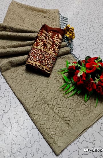 GEORGETTE FANCY SOFT SILK SAREES WITH BLOUSE MODERN FANCY ITEM SAREES - PEACH