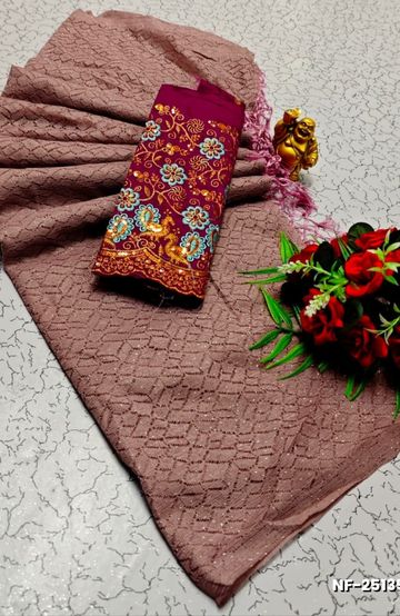 Handloom Khadi Cotton Saree With Hand Painted  Work - MERUN
