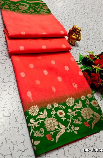 Banaras with our banarasi cotton fabric — a beautiful fusion of classic artistry and breathable comfort wear saree - RED