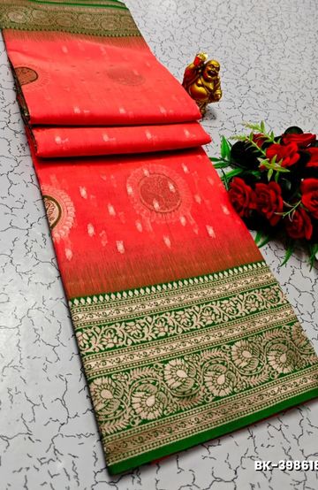 Banarasi with our banarasi cotton fabric — a beautiful fusion of classic artistry and breathable comfort wear saree - PEACH (2)