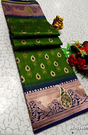 BANARASI POCHAMPALLY ALL OVER BODY SILVAR ZARI BUTTA DESIGN   FUNCTION WEAR SOFT SILK SAREES - ORANGE N