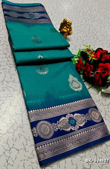 Digital printing dola silk cotton sarees - PESTA GREEN (1)