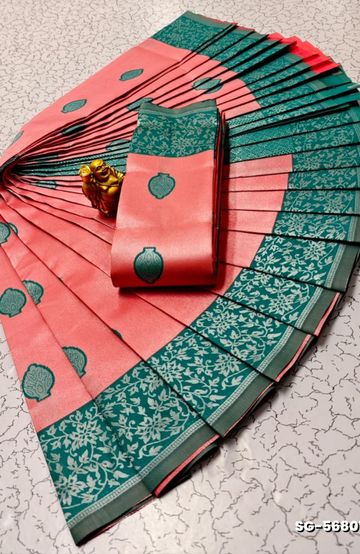 Luxurious heavy work blouse fabric with floral goldwork jaal border - DARK PINK (7)