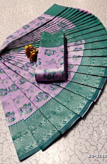 MODERN FANCY SOFT SILK SAREES WITH BUTTA DESIGN - LIGHT ORANGE (1)