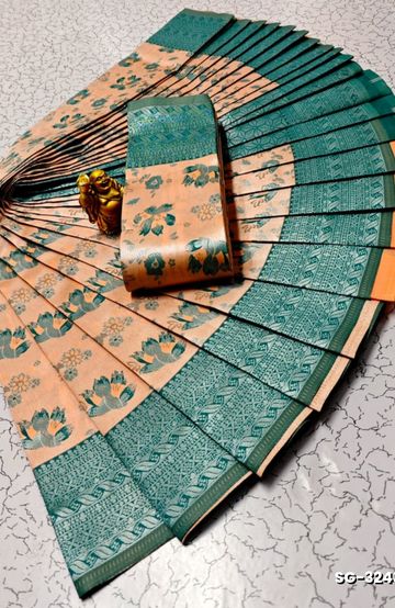 Dailywear cotton sarees premium look lightweight comfortable wear - BLUE COLOUR