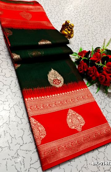 Korvai kotanji Trendy & Fancy bhutta and 2/100 Silk Cotton Sarees Function wear - DARK PINK (1)