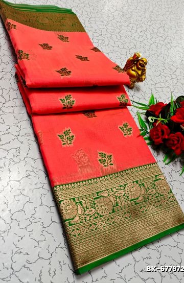 BRIDAL SILK GOLD SILVAR AND COPPER ZARI WEAVE AND WEDDING ART SILK SAREES - MAUVE COLOUR (7)