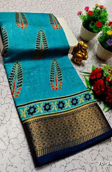 Korvai kotanji Trendy & Fancy bhutta and 2/100 Silk Cotton Sarees Function wear - EMERALD COLOUR