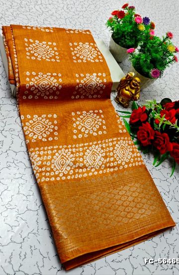 Elegant Floral Dola Silk Saree with Zari Border - LITE PEACH