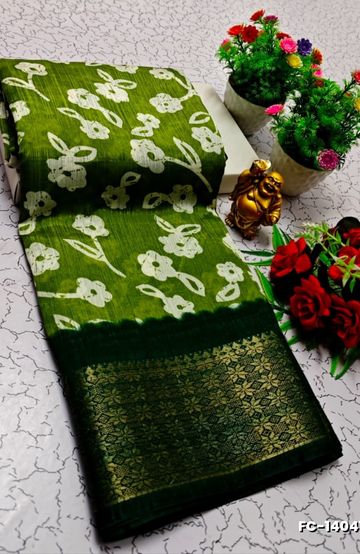 Dailywear cotton sarees premium look lightweight comfortable wear - BOTTLE GREEN (11)