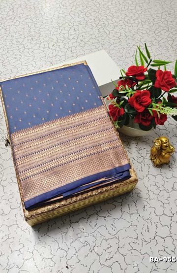 Designer party wear chiffon foil print saree - NORMAL  BLUE
