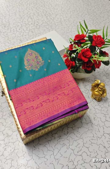 Designer Multi-Color Floral Print Blouse Fabric - BLACK (6)