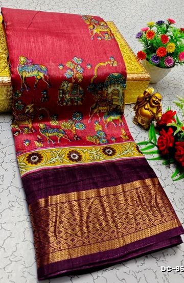 Luxurious heavy work blouse fabric with floral goldwork jaal border - INDIGO COLOUR (1)