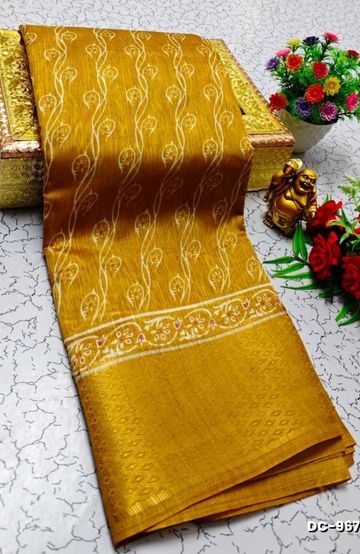 Dailywear cotton sarees premium look lightweight comfortable wear - YELLOW COLOR (7)