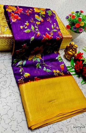BRIDAL SILK GOLD SILVAR AND COPPER ZARI WEAVE AND WEDDING ART SILK SAREES - ORANGE N (4)