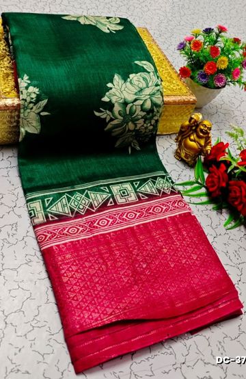 Dailywear cotton sarees all over body leaf designpattern design premium look lightweight comfortable wear - MEHENDHI GREEN