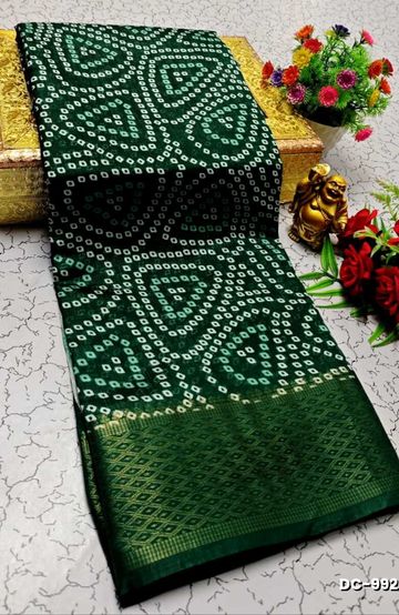 Dailywear cotton sarees premium look lightweight comfortable wear - BOTTLE GREEN (11)