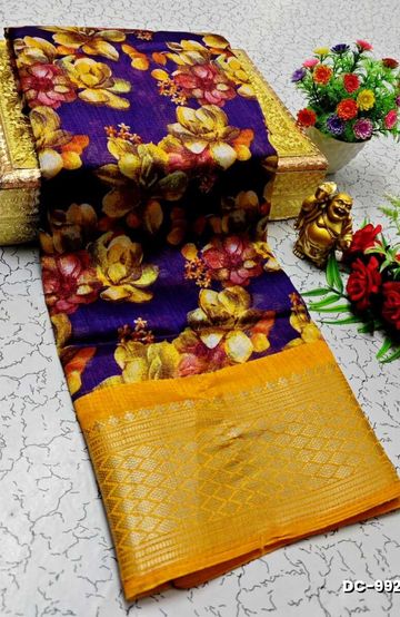 Premium Fancy saree saree rapier fancy light weight silk type sarees flower design function wear Long Border  - BLACK
