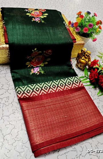 DIGITAL PRINTING DOLA SILK COTTON SAREES - LIGHT YELLOW (1)