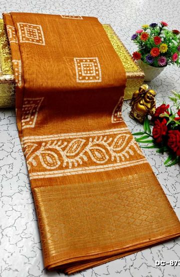 PURE COTTON JARI BORDER SAREES SUMMER SPECIAL COLLECTION - ORANGE N (1)