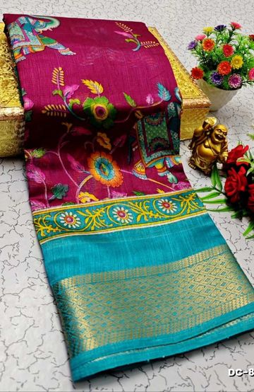 Dailywear cotton sarees all over body flower designpattern design premium look lightweight comfortable wear - VADAMALLI