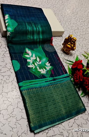 KANCHIPURAM TISSUE TRENDING DESIGN FANCY DHARMAVARAM SILK SAREES - PURPLE - NAVY COLOUR