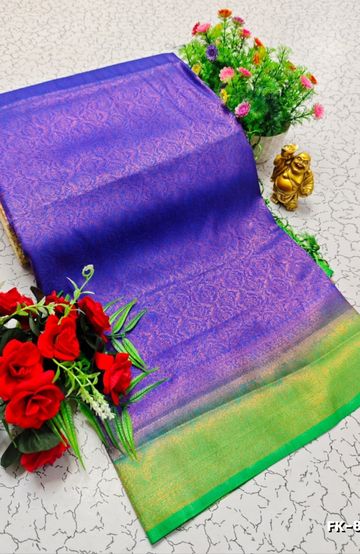 Luxurious heavy work blouse fabric with floral goldwork jaal border - RED (11)