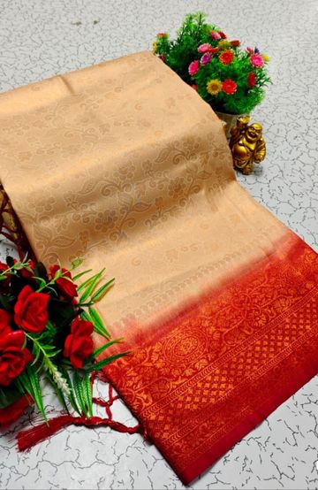 BRIDAL SILK GOLD SILVAR AND COPPER ZARI WEAVE AND WEDDING ART SILK SAREES - DARK PINK (14)