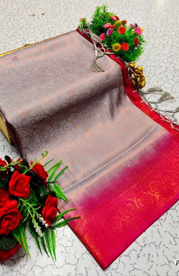 Soft Net Saree with Shimmering Weave and Designer Digital Print Blouse - AS COLOR