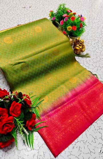 ELITE BRIDAL PICK &PICK SILK SAREES AND WEDDING ART SILK SAREES - ORANGE N
