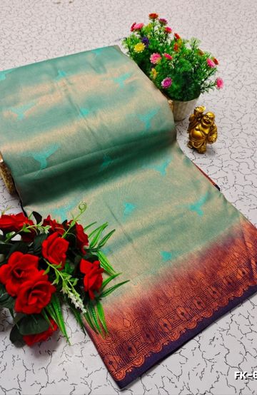 TRENDING KERALA SPECIAL FULL WORK EMBOSSED DIGITAL PRINTING TISSUE SAREE COLLECTIONS - GOLD (7)