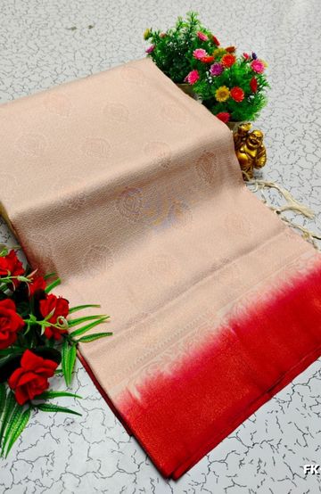 BANARASI POCHAMPALLY ALL OVER BODY SILVAR ZARI BUTTA DESIGN   FUNCTION WEAR SOFT SILK SAREES - ORANGE N