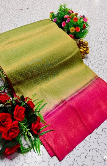 BRIDAL SILK GOLD SILVAR AND COPPER ZARI WEAVE AND WEDDING ART SILK SAREES - TURQUOISE GREEN (2)