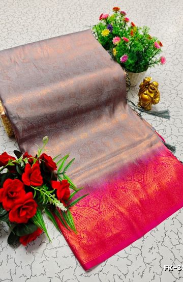 Dailywear cotton sarees all over body flower designpattern design premium look lightweight comfortable wear - BRONCE COLOUR (1)