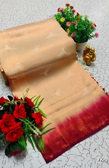 BRIDAL SILK GOLD SILVAR AND COPPER ZARI WEAVE AND WEDDING ART SILK SAREES - MAUVE COLOUR (7)